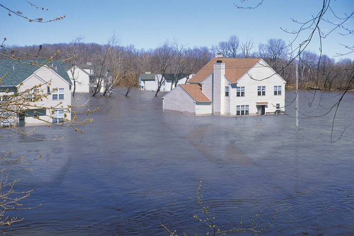 Houses in floodwaters