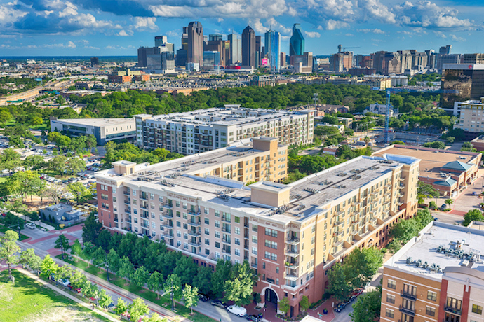 View of Dallas skyline from uptown
