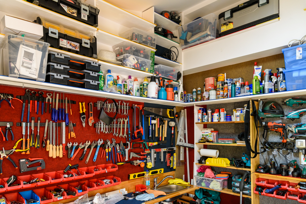 shed tools organized by use