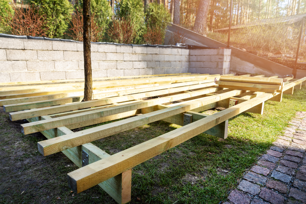 backyard deck being built