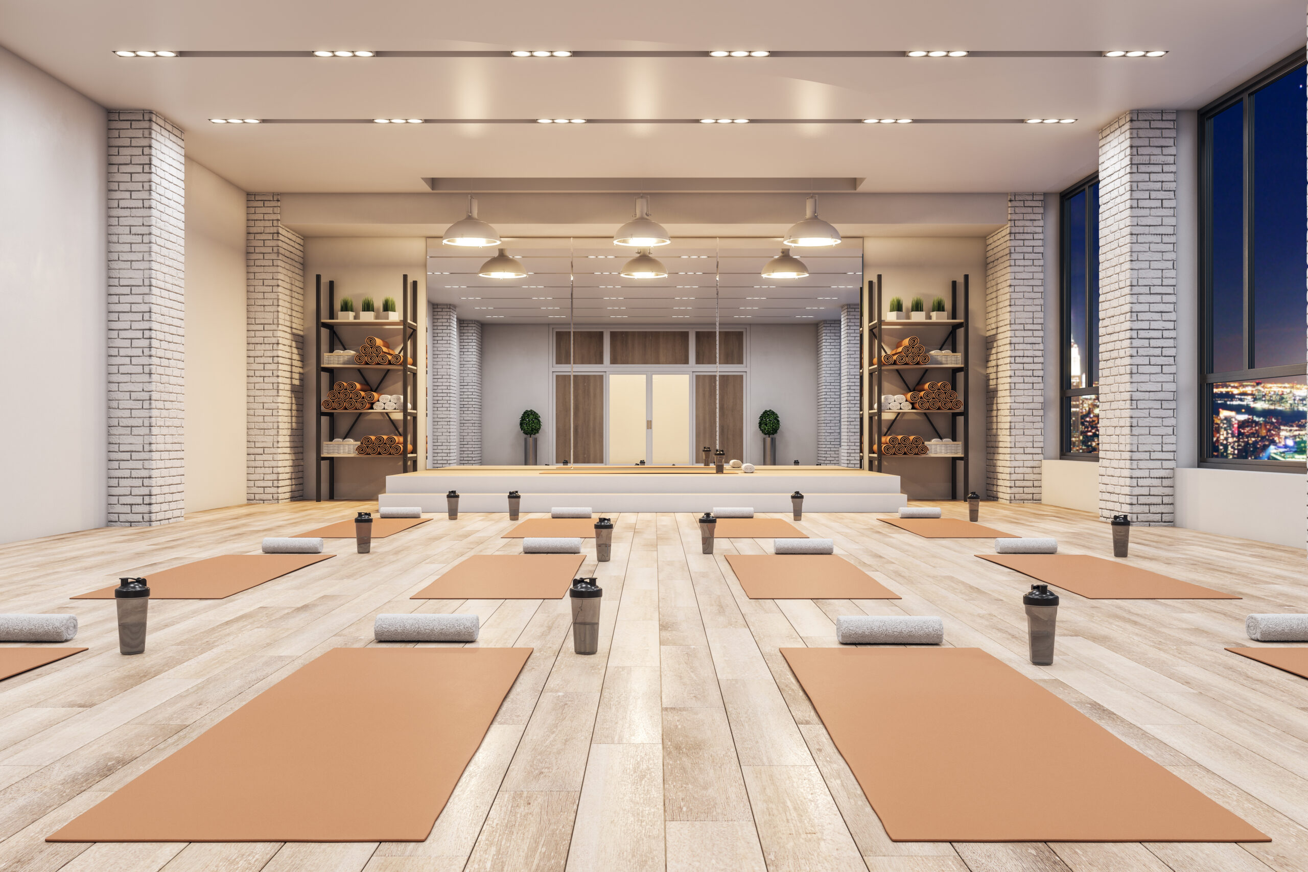 An empty yoga studio